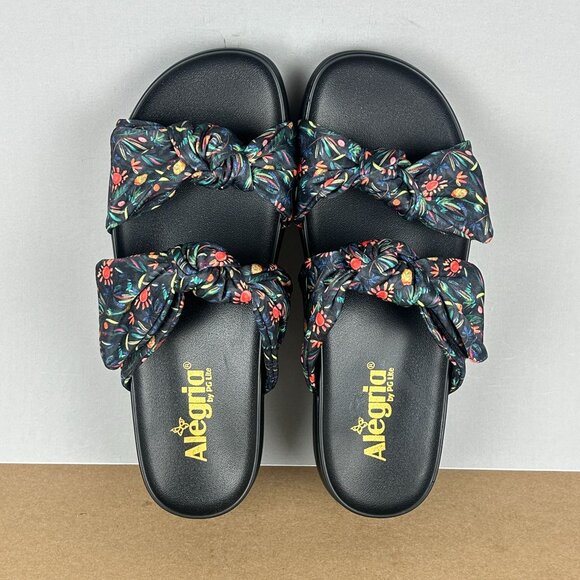 Alegria PG Lite Sage Two Strap Floral Slide Sandals Womens 8/8.5 EU 38 Black - Picture 6 of 10
